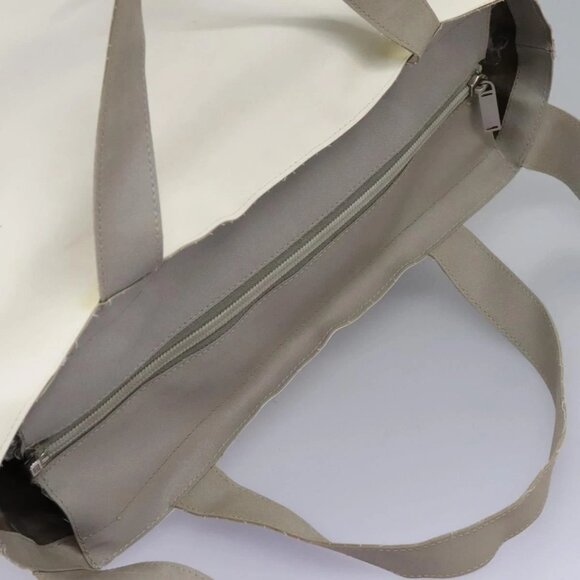 CHANEL Hand Bag Nylon 2way White Gray Silver CC Auth - Picture 8 of 16